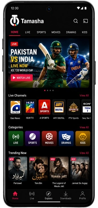 Tamasha App Mobile Streaming Mockup